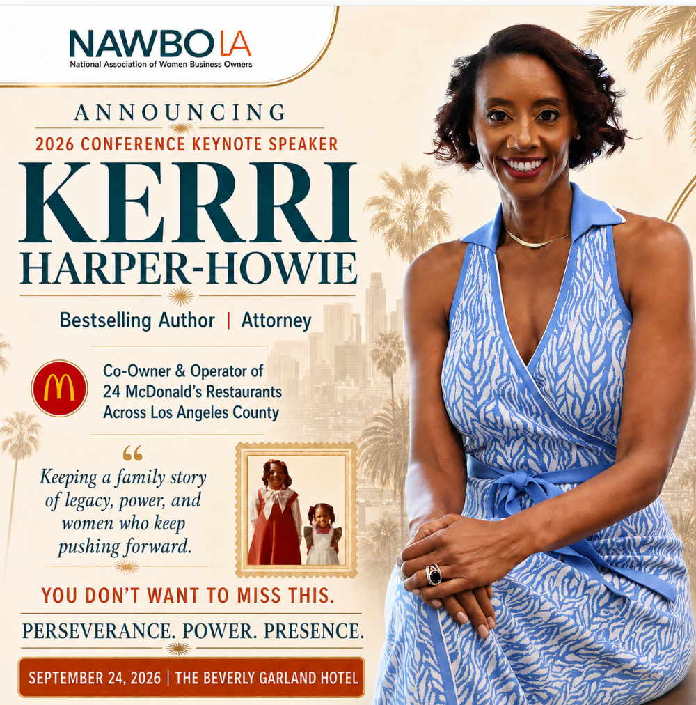 2026 conference keynote speaker Kerri Harper-Howie, bestselling author and attorney, September 24, 2026 at The Beverly Garland Hotel