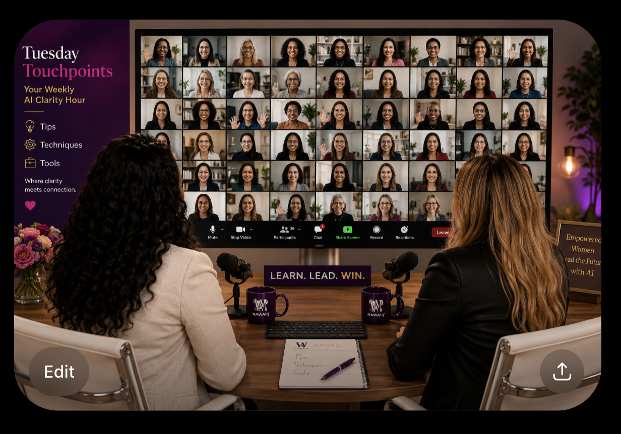 Tuesday Touchpoints community video call with NAWAIQ members