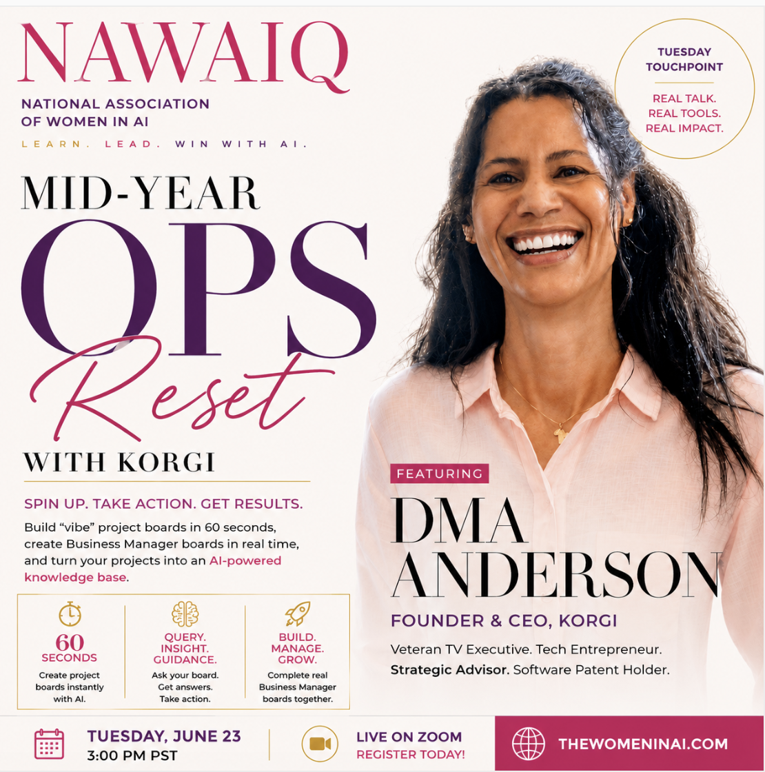 Tuesday Touchpoint - June 23, Mid-Year Ops Reset with Korgi - Spin Up, Take Action, Get Results, featuring DMA Anderson, Founder & CEO of Korgi, Veteran TV Executive, Tech Entrepreneur, Strategic Advisor, and Software Patent Holder