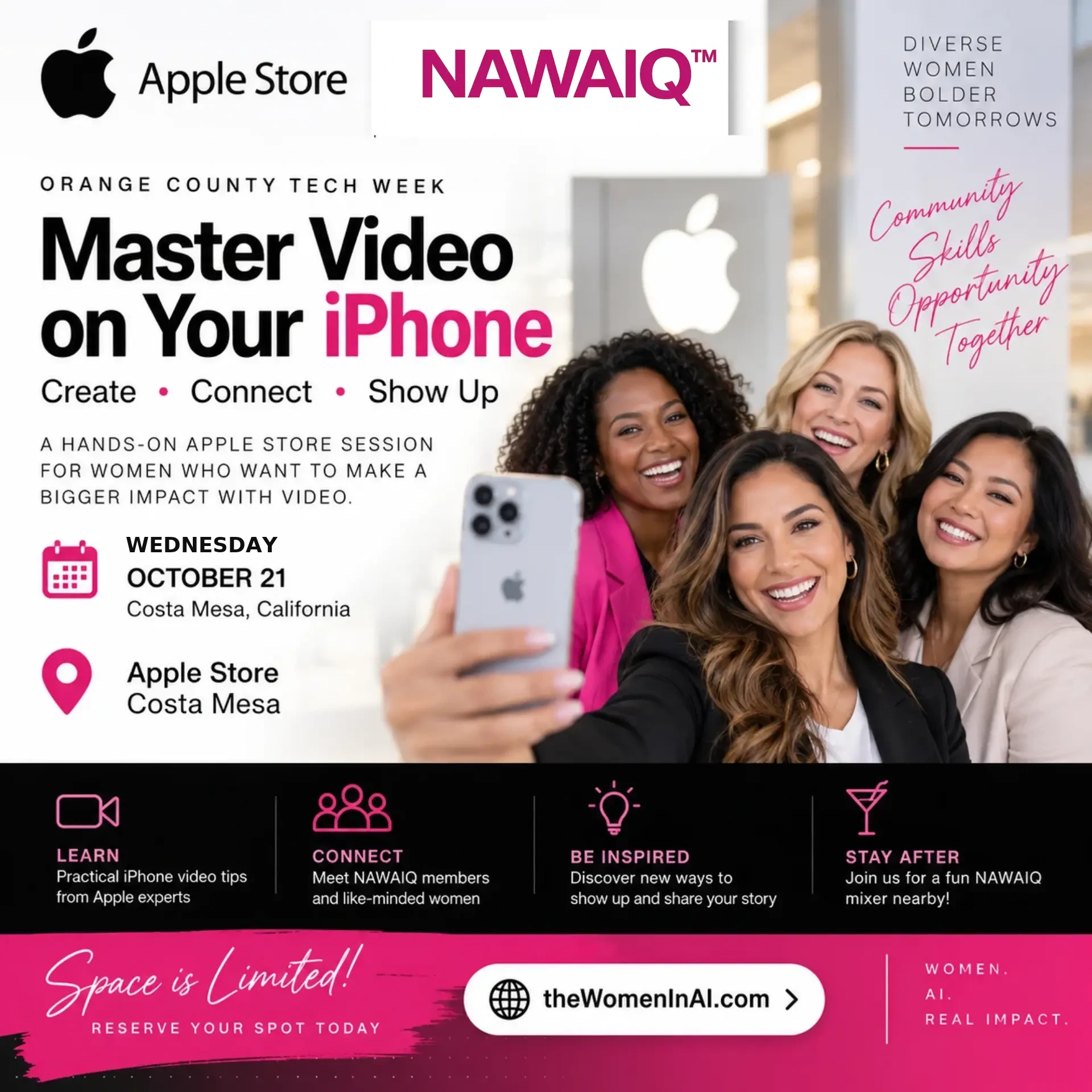 Master Video on Your iPhone event flyer: Wednesday, October 21, Apple Store Costa Mesa