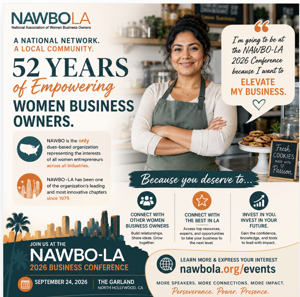 NAWBO-LA, 52 years of empowering women business owners, join us at the 2026 Business Conference