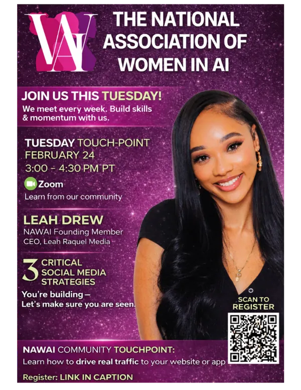Tuesday Touchpoint - February 24, 3 Critical Social Media Strategies, featuring Leah Drew, NAWAIQ Founding Member and CEO of Leah Raquel Media